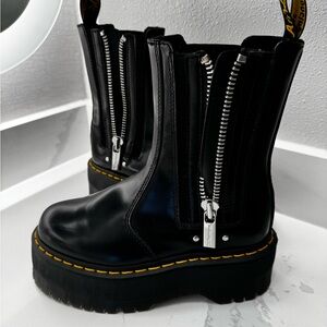 Dr.Martens 2976 Max Black Leather Chelsea Platform Boots Sz L6 NWOT